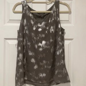 Sheer top with gray cami underneath